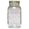 Mason Jar Glass 1 Ltr W-Lid Gold Metal-wholesale