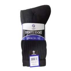 Mens Crew Socks 3pk 10-13 Black-wholesale