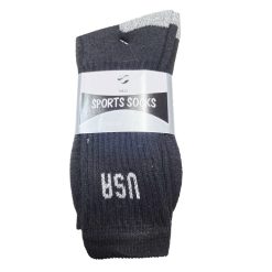 Mens Socks Crew 3pk 9-11 Black-wholesale