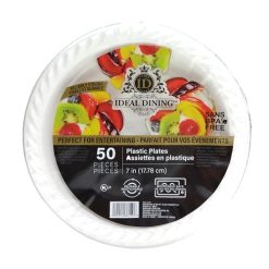 Ideal Plastic Plates 7in 50ct White-wholesale
