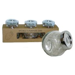 Storage Jar Set 3pc 5oz Silver Lids-wholesale