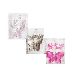 Hair Clips 2pk Butterfly Clear Asst Clrs-wholesale