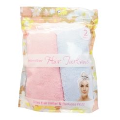 Hair Towel Turban Microfiber 2pk Asst Cl-wholesale