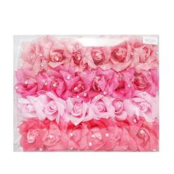 Hair Metal Clip W-Flower Pink Asst-wholesale