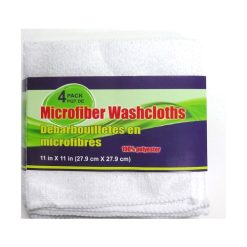 Washcloths Microfiber 4pk White-wholesale