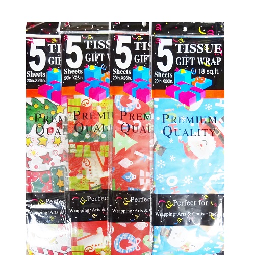 X-Mas Tissue Paper 5ct 20X26in Asst-wholesale X-Mas Tissue Paper 5ct 20X26in Asst-wholesale