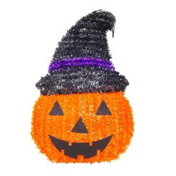 Halloween Tinsel Pumkin Decor 14in-wholesale