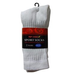 Crew Socks 2pk 9-11 White-wholesale