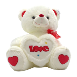 Toy Plush Teddy Bear W-Heart 12in White-wholesale