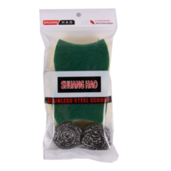 Scourer Pads 4pk Sponge & Stainless Stee-wholesale