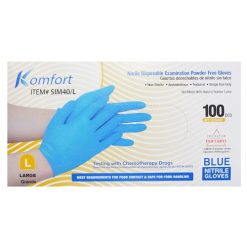 Komfort Nitrile Gloves Blue 100ct Lg-wholesale