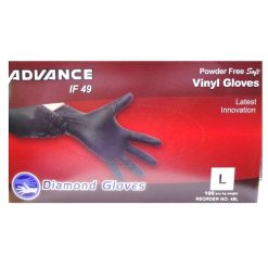 Gloves Vinyl Black Lg 100ct Powder Free-wholesale