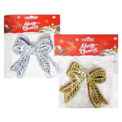 X-Mas Decor Bow 3in 2pk Asst Clrs-wholesale