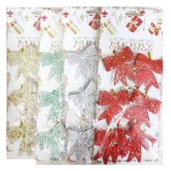 X-Mas Decor Bow 2in 6pc Asst-wholesale