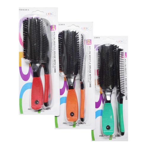 Hair Brush & Comb 2pk Asst Clrs-wholesale Hair Brush & Comb 2pk Asst Clrs-wholesale