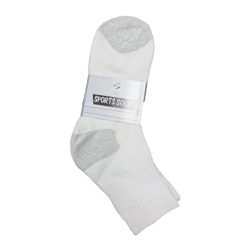 Mens Ankle Socks 3pk 9-11 White-wholesale
