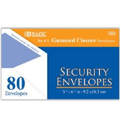 Security Envelopes 80ct White 6 ¾ Gummed-wholesale