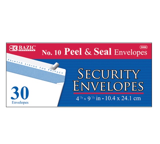 ***Security Envelopes 30ct #10 White Pee-wholesale ***Security Envelopes 30ct #10 White Pee-wholesale