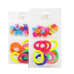 Hair Clips & Ties Set Mini Asst Clr-wholesale