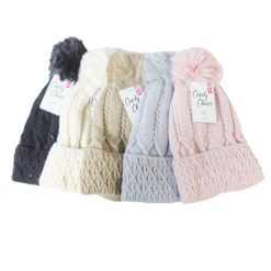 Claire Ladies Pom Pom Hat Asst-wholesale