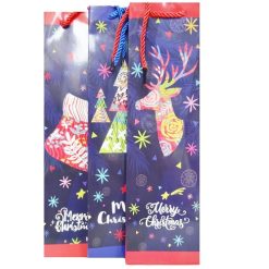 X-Mas Wine Gift Bags Asst-wholesale
