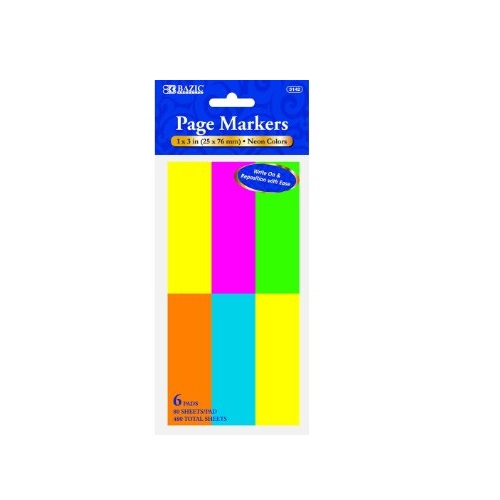 Page Markers 6pk Neon Asst Clrs-wholesale Page Markers 6pk Neon Asst Clrs-wholesale