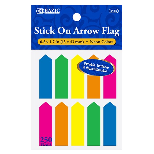 Stick On Arrow Flags 10pk 250ct Neon-wholesale Stick On Arrow Flags 10pk 250ct Neon-wholesale