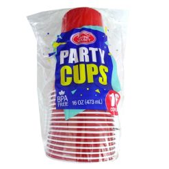 H.S Party Cups 16oz 16ct Red-wholesale