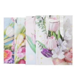 Gift Bags Flowers W-Glitter Smll Asst-wholesale