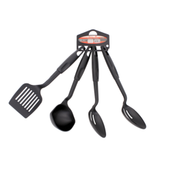 Kitchen Utensils Plastic 4pk Black-wholesale