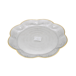 Serving Tray 11.8in Clear W-Gold-wholesale