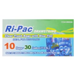 Ri-Pac Trash Bags 30 Gl 10ct Blue Tint-wholesale