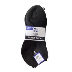 Socks Low Cut 3pk 9-11 Black-wholesale