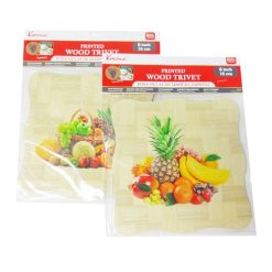 Trivet Wooden Printed 6in-wholesale