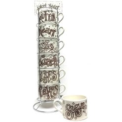 Coffee Mug Swt Hrt W-1 6pc Stand Asst-wholesale