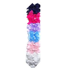 Hair Clips W-Bows Double Layer Lace Asst-wholesale