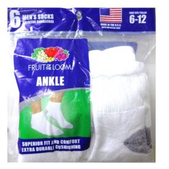 Fruit O.T Lm Ankle Socks 6-12 6pk White-wholesale