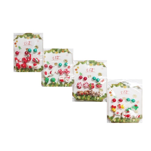 X-Mas Earrings 6pair Asst-wholesale X-Mas Earrings 6pair Asst-wholesale