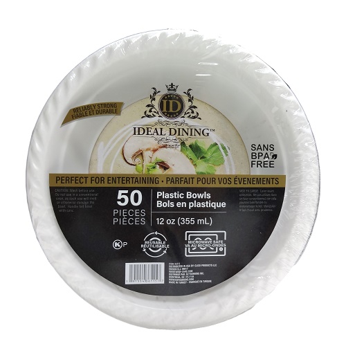 Ideal Plastic Bowls 12oz 50ct White-wholesale Ideal Plastic Bowls 12oz 50ct White-wholesale