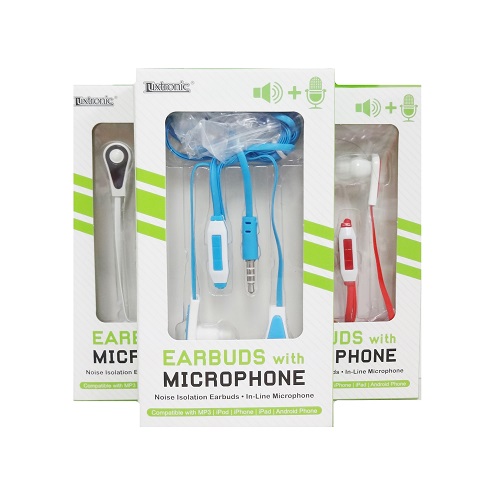 Earbuds W-Microphone Asst Clrs-wholesale Earbuds W-Microphone Asst Clrs-wholesale
