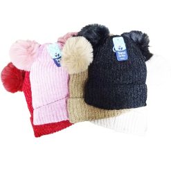 Womens Beanie W-Pom Pom Asst Clrs-wholesale