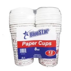Blue Star Paper Cups 8oz 12ct W-Lid-wholesale