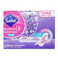 Saba Maxi Pads 20ct Overnight Xtra Long-wholesale