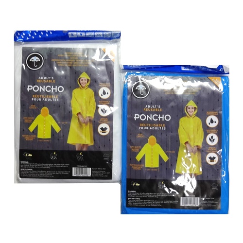 Rain Poncho Adult 57X25.6in Asst Clrs-wholesale Rain Poncho Adult 57X25.6in Asst Clrs-wholesale