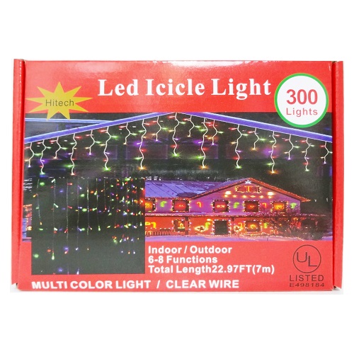 X-Mas LED Icicle Lights 300ct Multicolor-wholesale X-Mas LED Icicle Lights 300ct Multicolor-wholesale