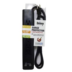 6 Outlet Surge Prtctr 4ft W-2 USB Ports-wholesale