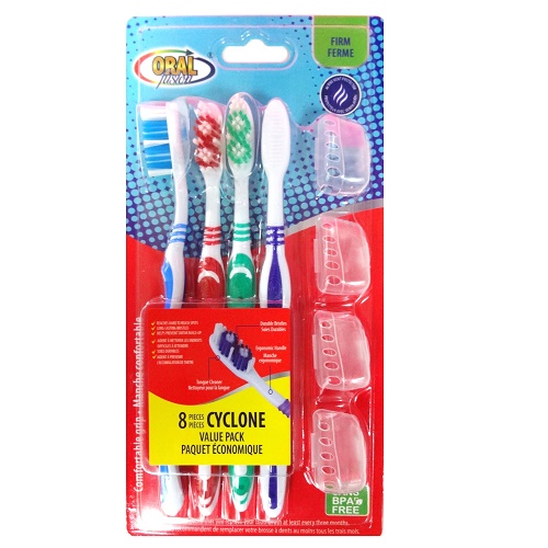 Oral Fusion Toothbrush 8pk W-Caps Firm-wholesale Oral Fusion Toothbrush 8pk W-Caps Firm-wholesale