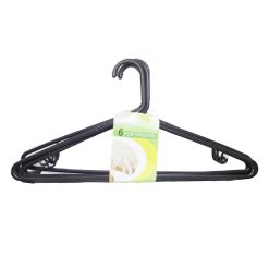 Hangers Plastic 6pc Black-wholesale