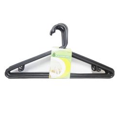 Hangers Plastic 8pk Black-wholesale