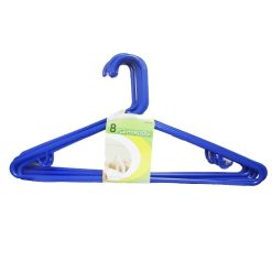 Hangers Plastic 8pc Blue-wholesale